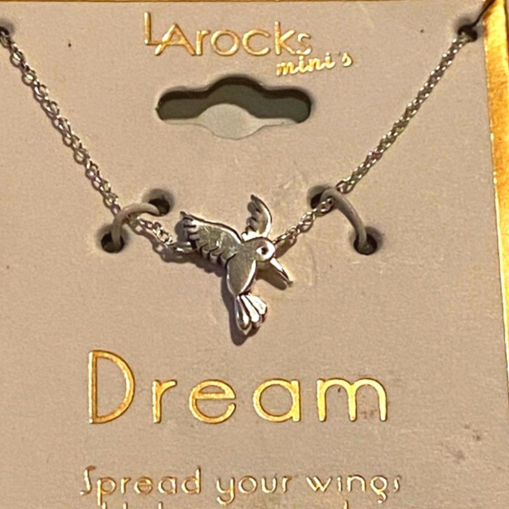 LA Rocks Mini's Dream Silver Bird Necklace NEW